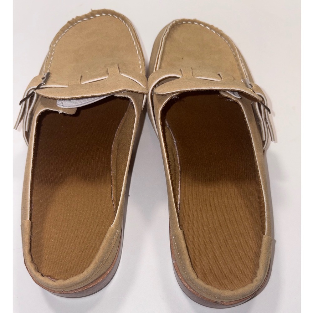 Tan Mule Loafers Buckle Detail Slip On Flats Women Size see Pictures - Picture 4 of 8